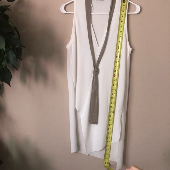 NWOT Zara Asymmetrical Cream Tunic Blouse Neutral - Picture 7 of 8